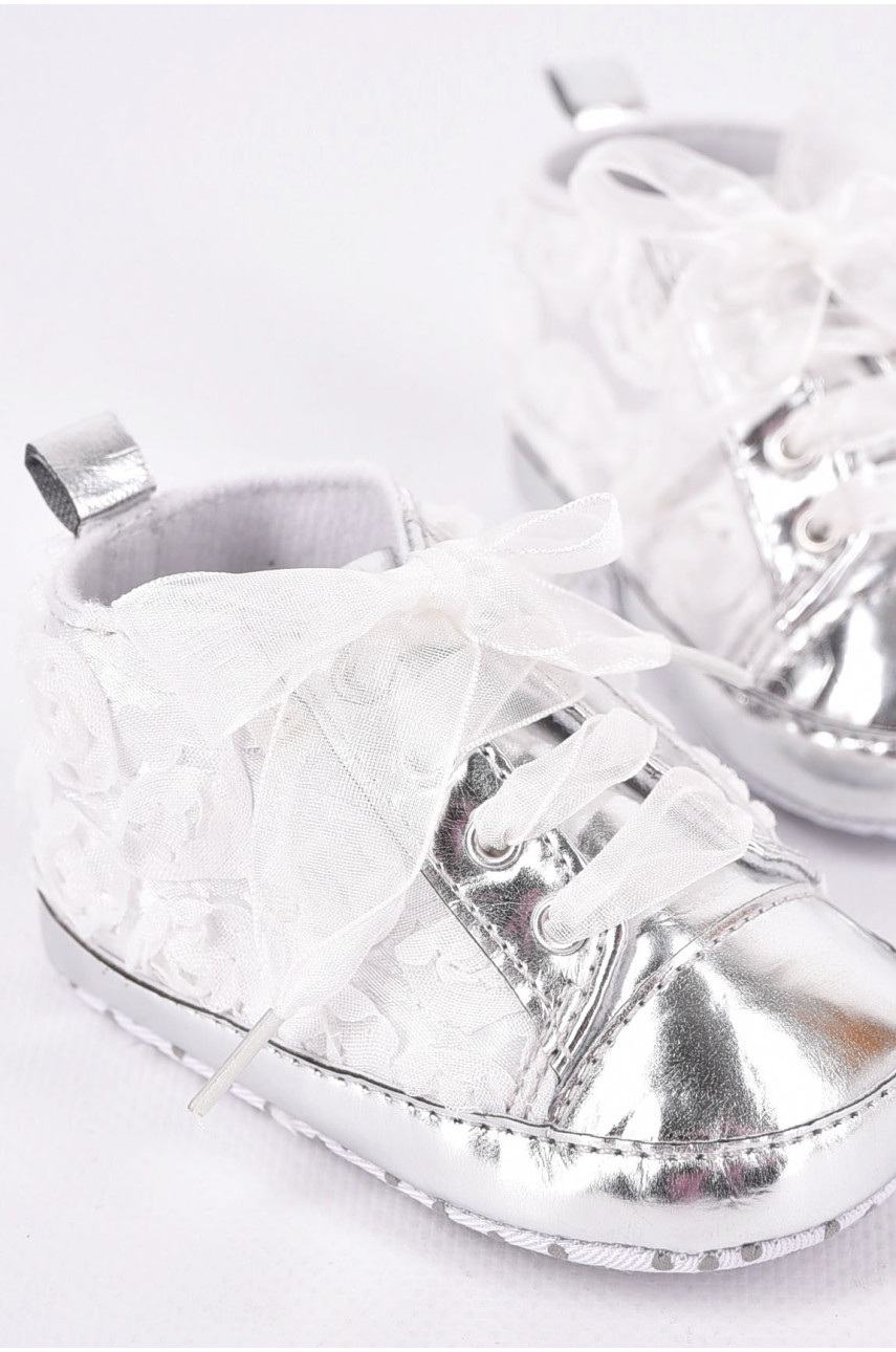 Пинетки детские для девочки серебряного цвета 198328