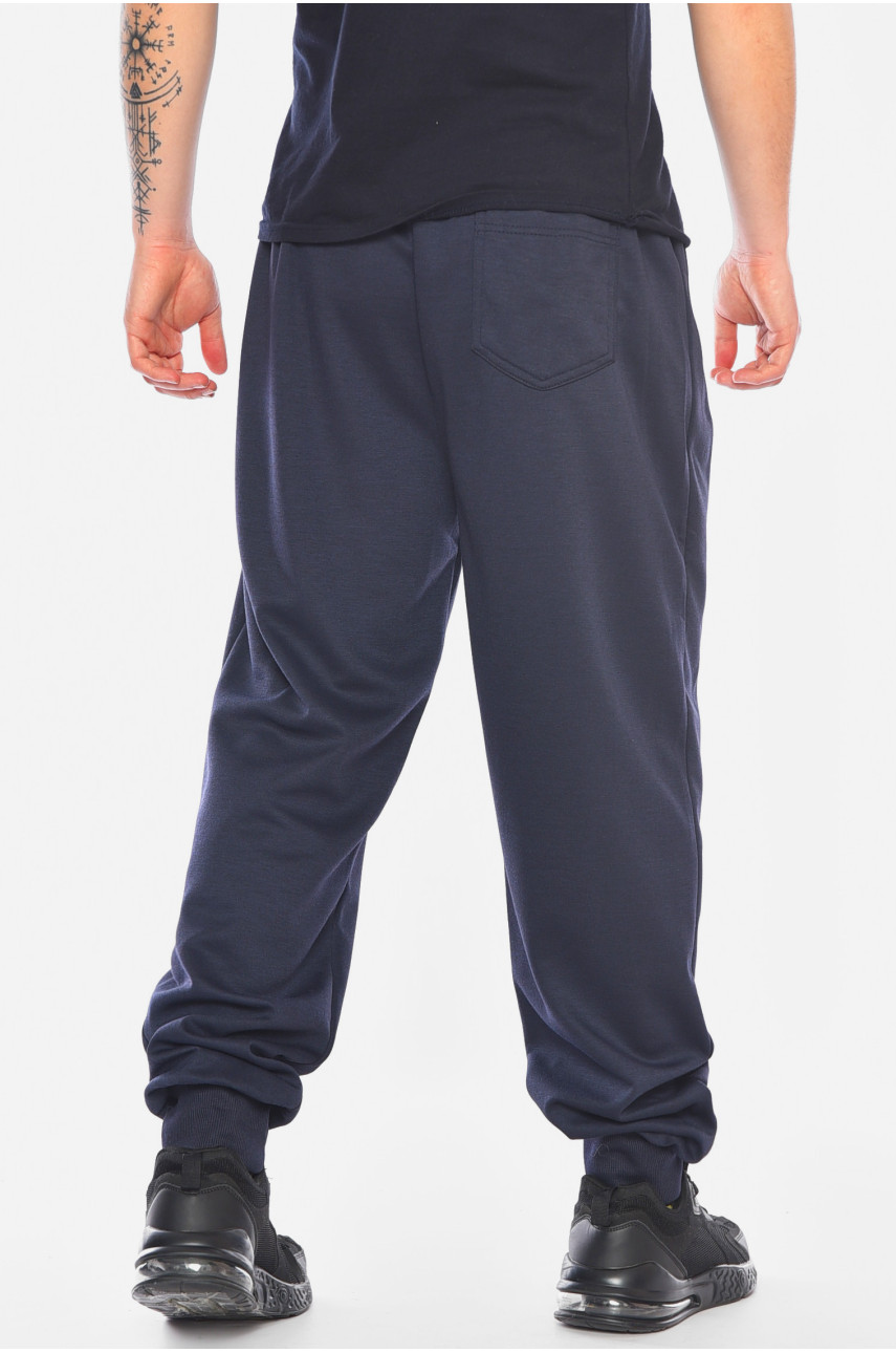 Спортивные штаны мужские полубатальные темно-синего цвета 1402-11 198336