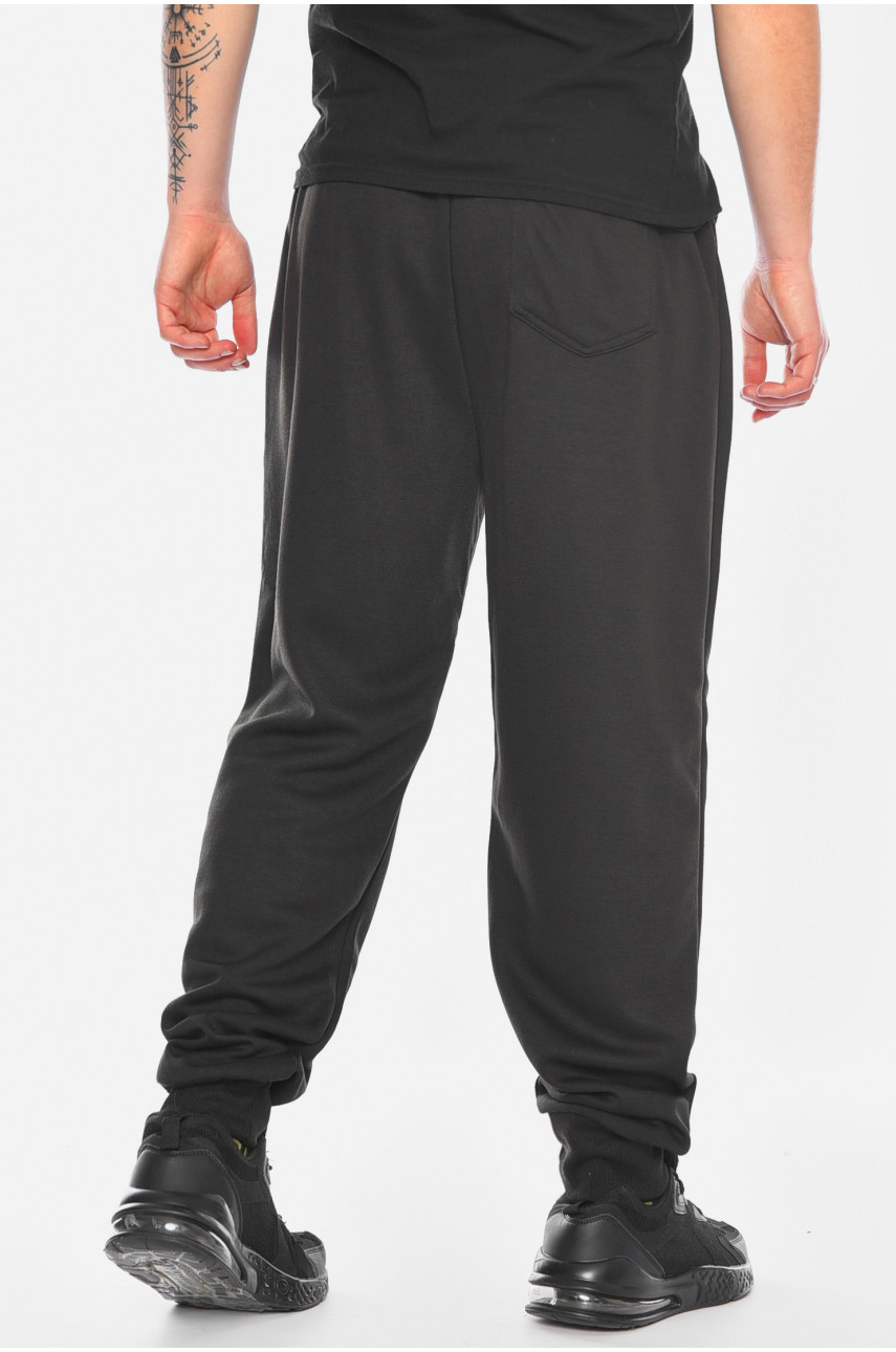 Спортивные штаны мужские полубатальные черного цвета 1402-11 198337