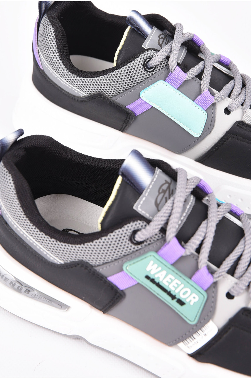 Кросівки чоловічі сірого кольору на шнурівці нк25-2 198368