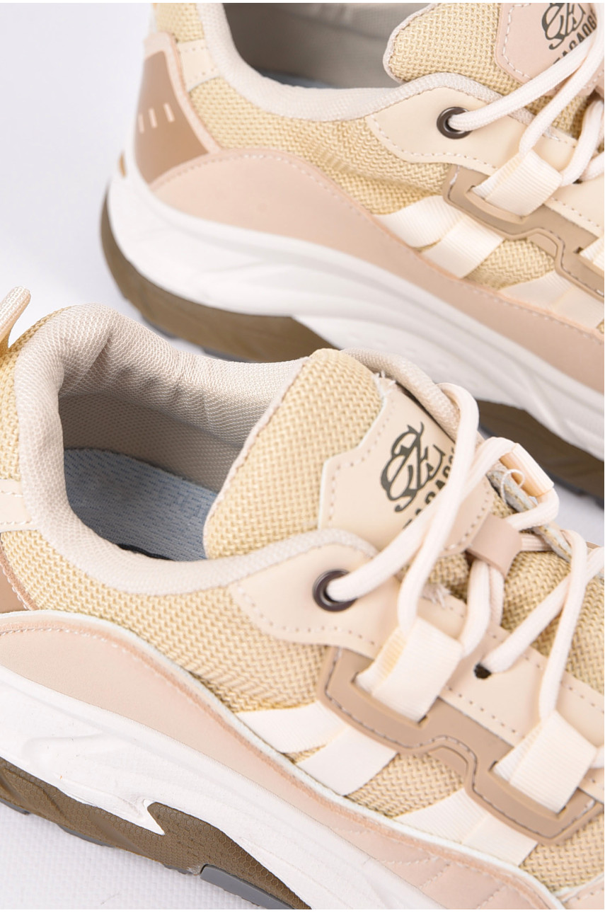 Кросівки чоловічі бежевого кольору на шнурівці 122-2 198375