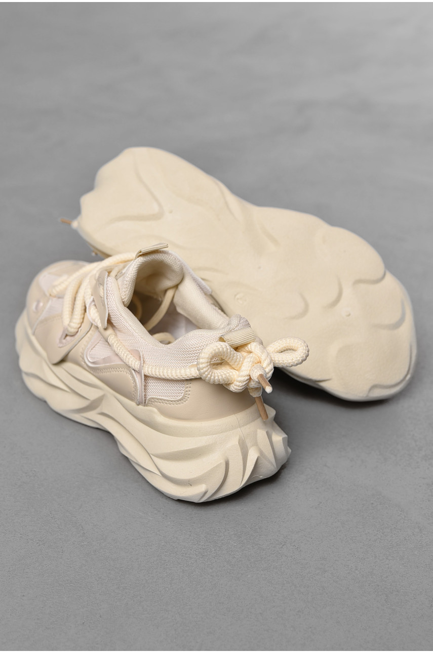 Кросівки чоловічі молочного кольору на шнурівці нк59-3 198378