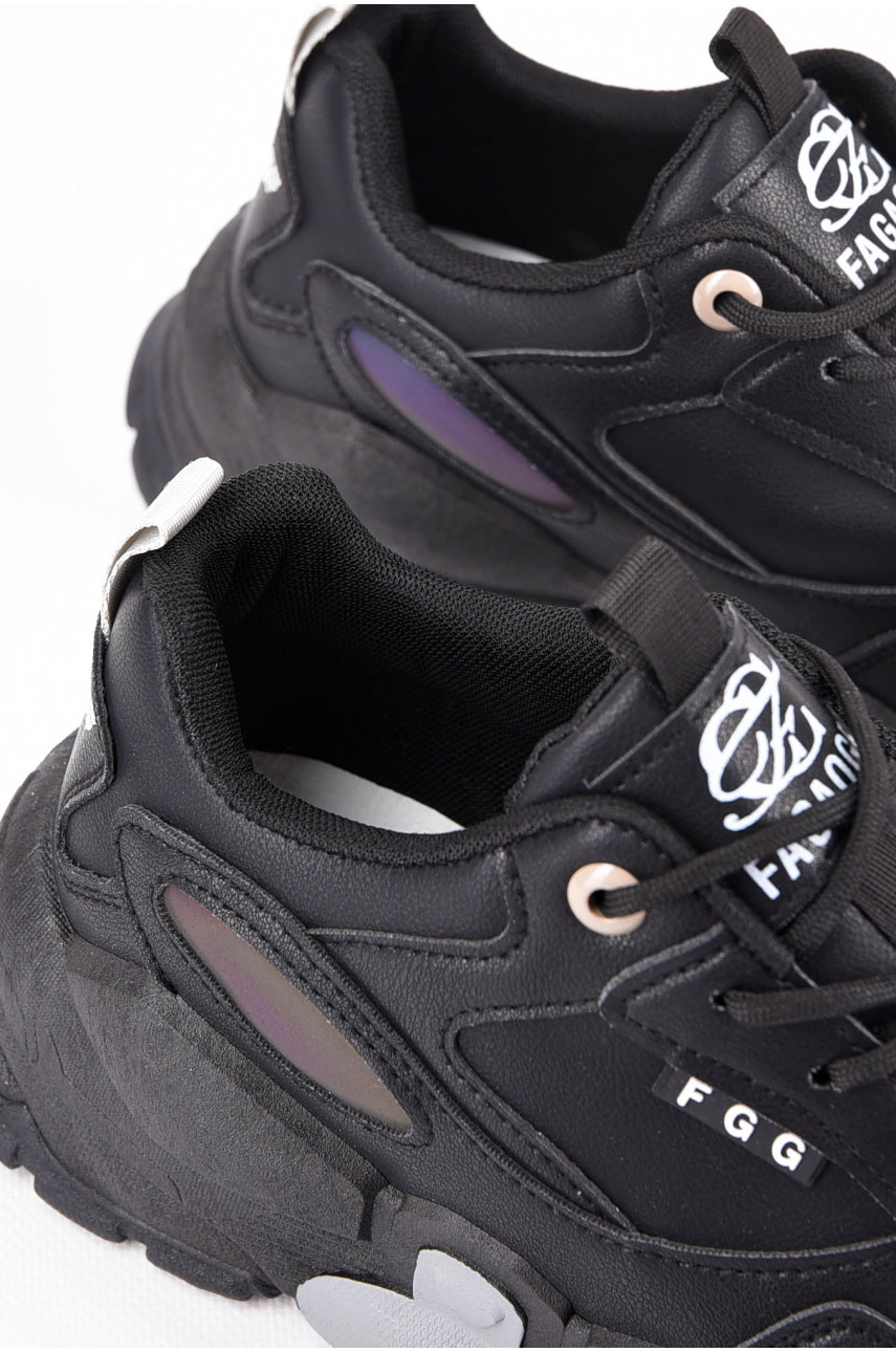 Кросівки чоловічі чорного кольору на шнурівці нк61-1 198382