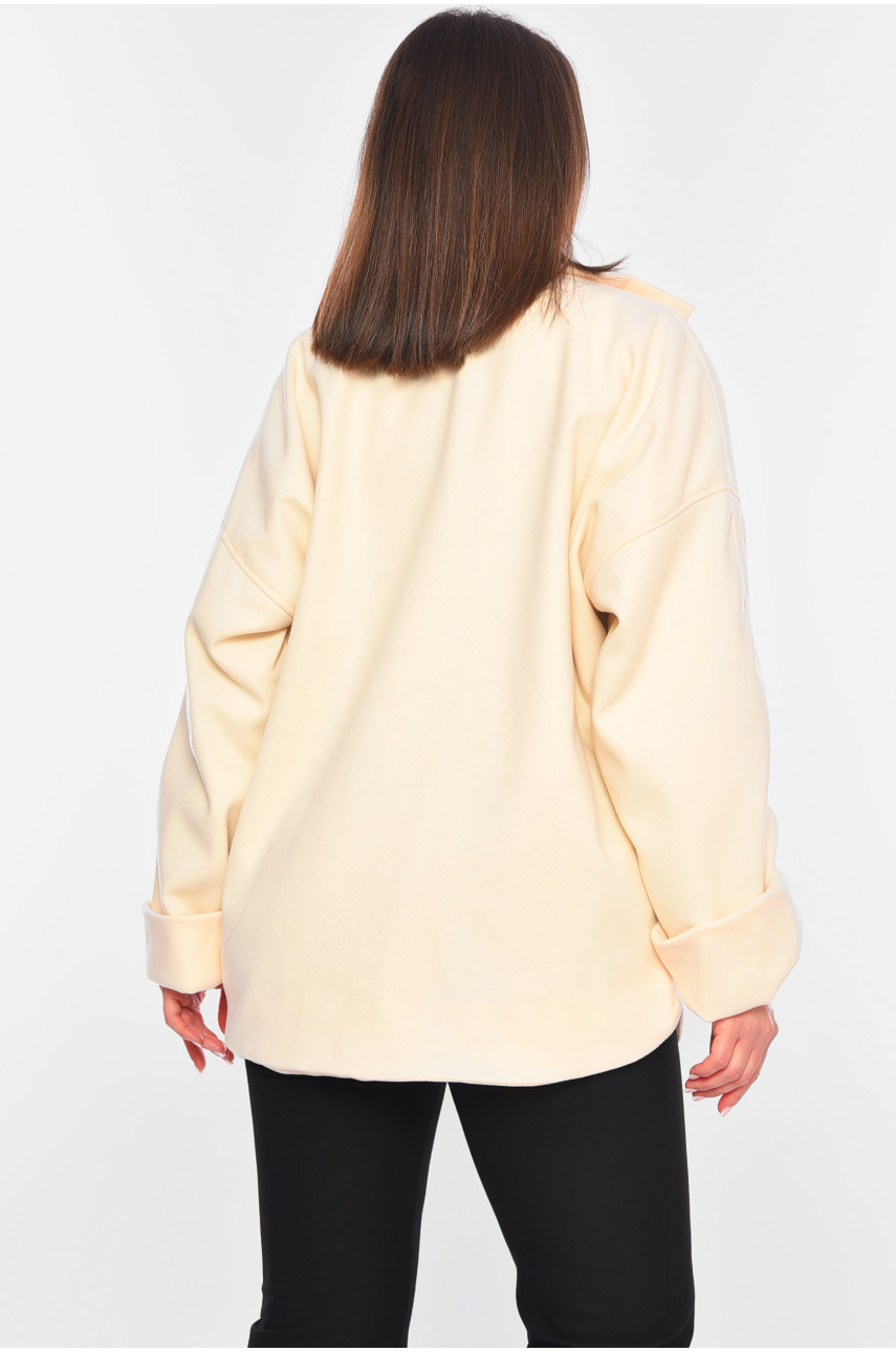 Пальто жіноче демісезонне бежевого кольору 616 198391