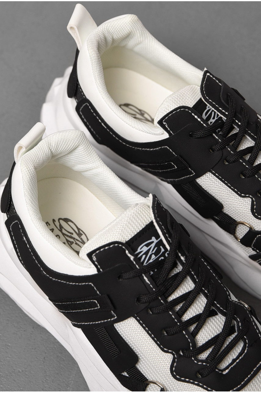 Кросівки чоловічі чорно-білого кольору на шнурівці нк05-5 198397