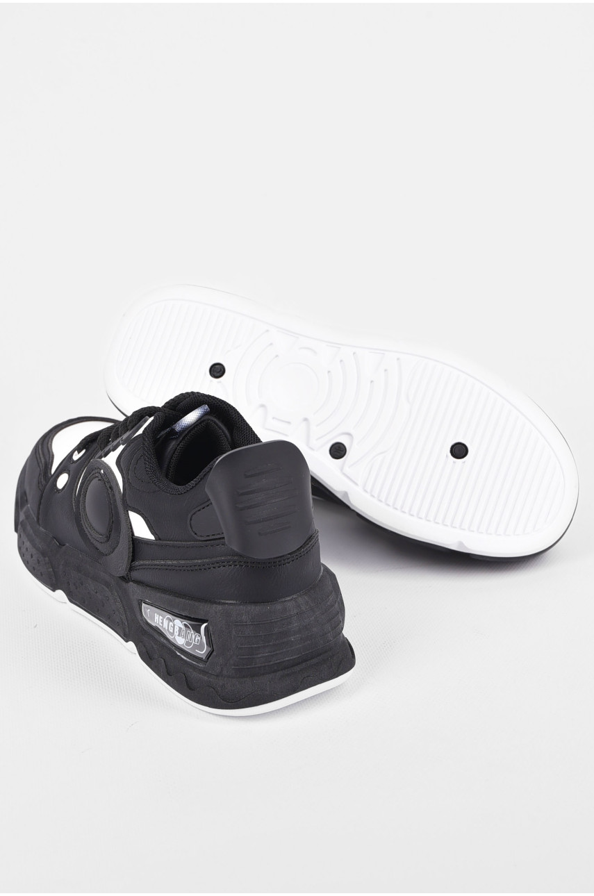 Кросівки чоловічі чорно-білого кольору на шнурівці нк16-1 198398
