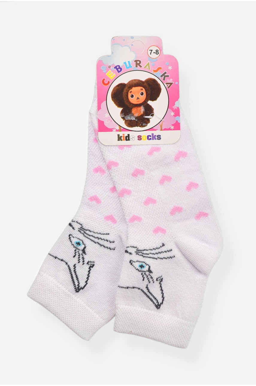 Шкарпетки дитячі демісезонні білого кольору з малюнком 198403 Шкарпетки дитячі демісезонні білого кольору з малюнком 198403