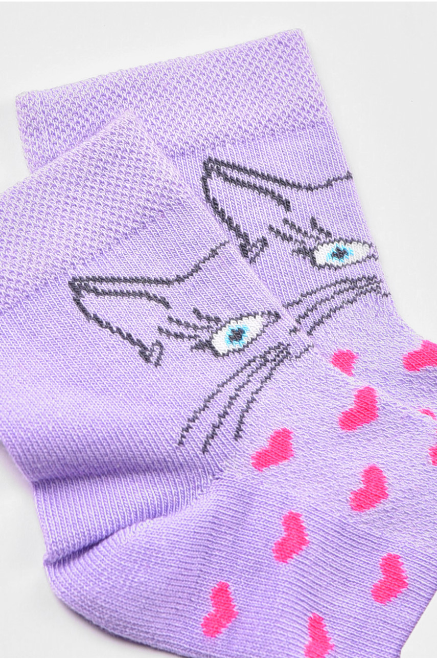 Шкарпетки дитячі демісезонні бузкового кольору з малюнком 198405 Шкарпетки дитячі демісезонні бузкового кольору з малюнком 198405