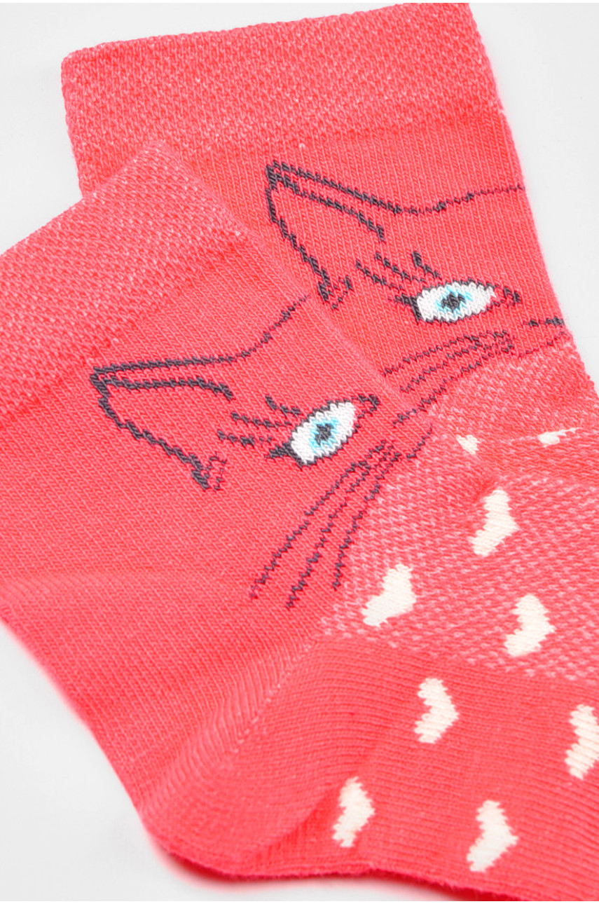 Шкарпетки дитячі демісезонні коралового кольору з малюнком 198406 Шкарпетки дитячі демісезонні коралового кольору з малюнком 198406