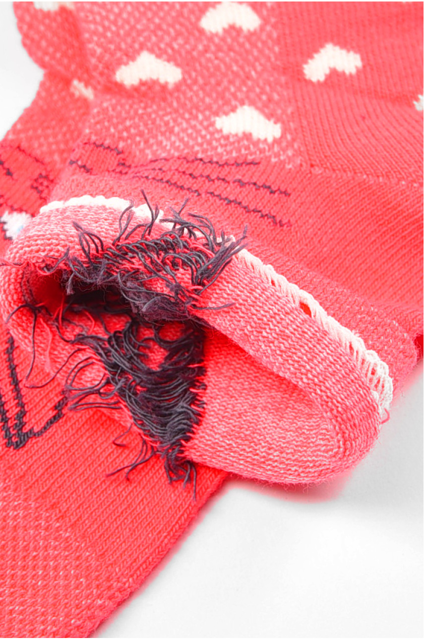 Шкарпетки дитячі демісезонні коралового кольору з малюнком 198406 Шкарпетки дитячі демісезонні коралового кольору з малюнком 198406