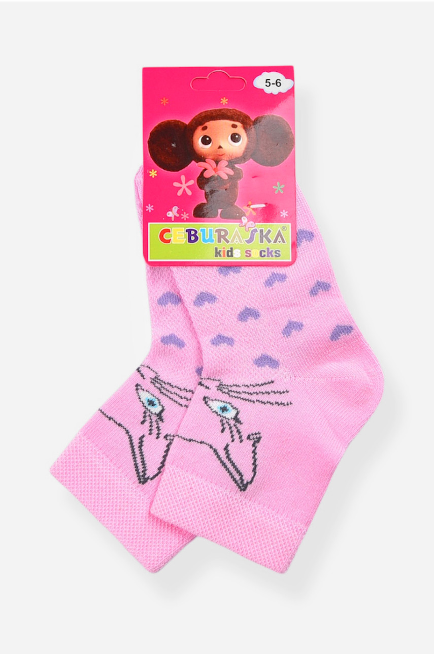 Шкарпетки дитячі демісезонні рожевого кольору з малюнком 198407 Шкарпетки дитячі демісезонні рожевого кольору з малюнком 198407