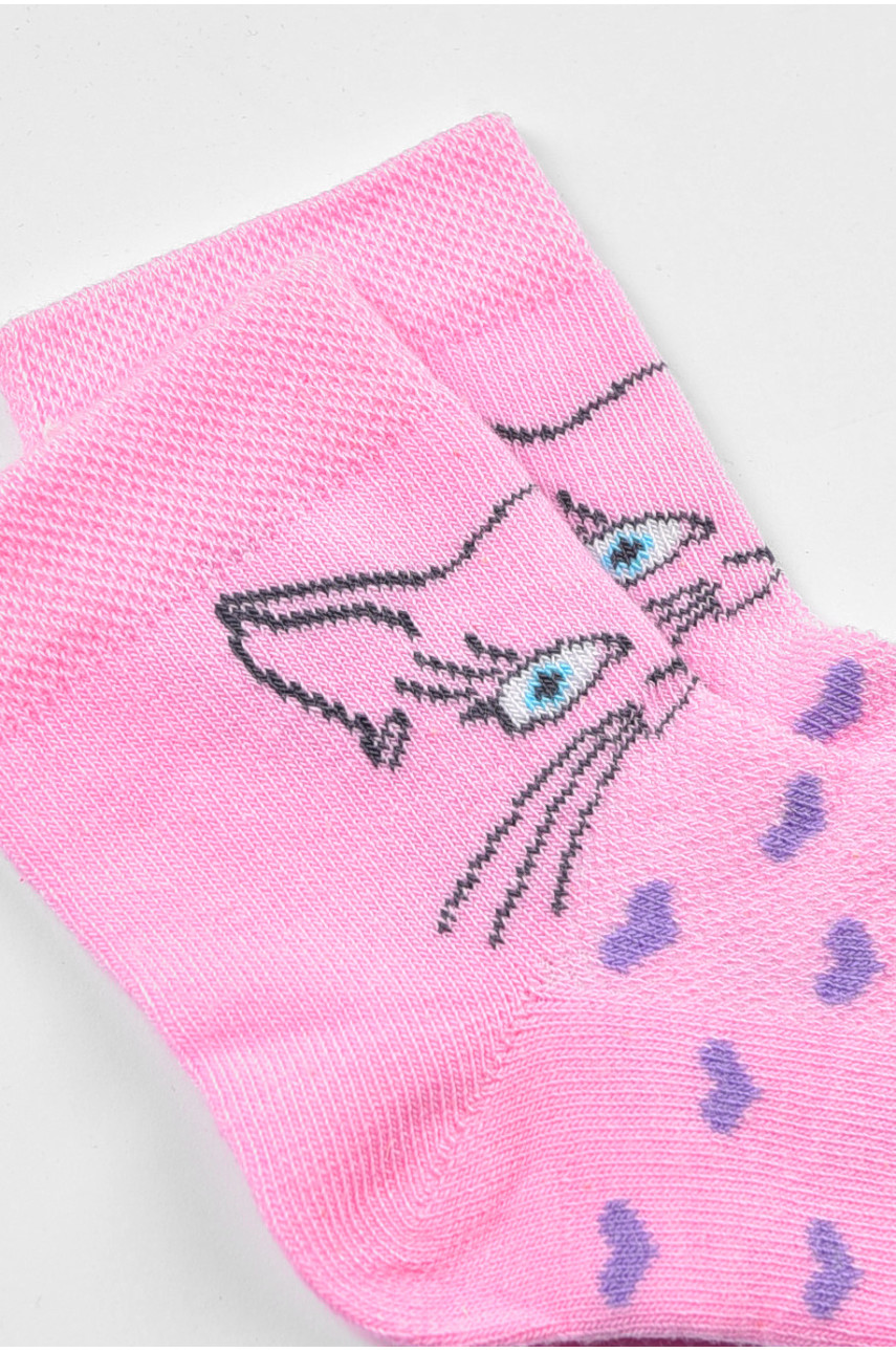 Шкарпетки дитячі демісезонні рожевого кольору з малюнком 198407 Шкарпетки дитячі демісезонні рожевого кольору з малюнком 198407