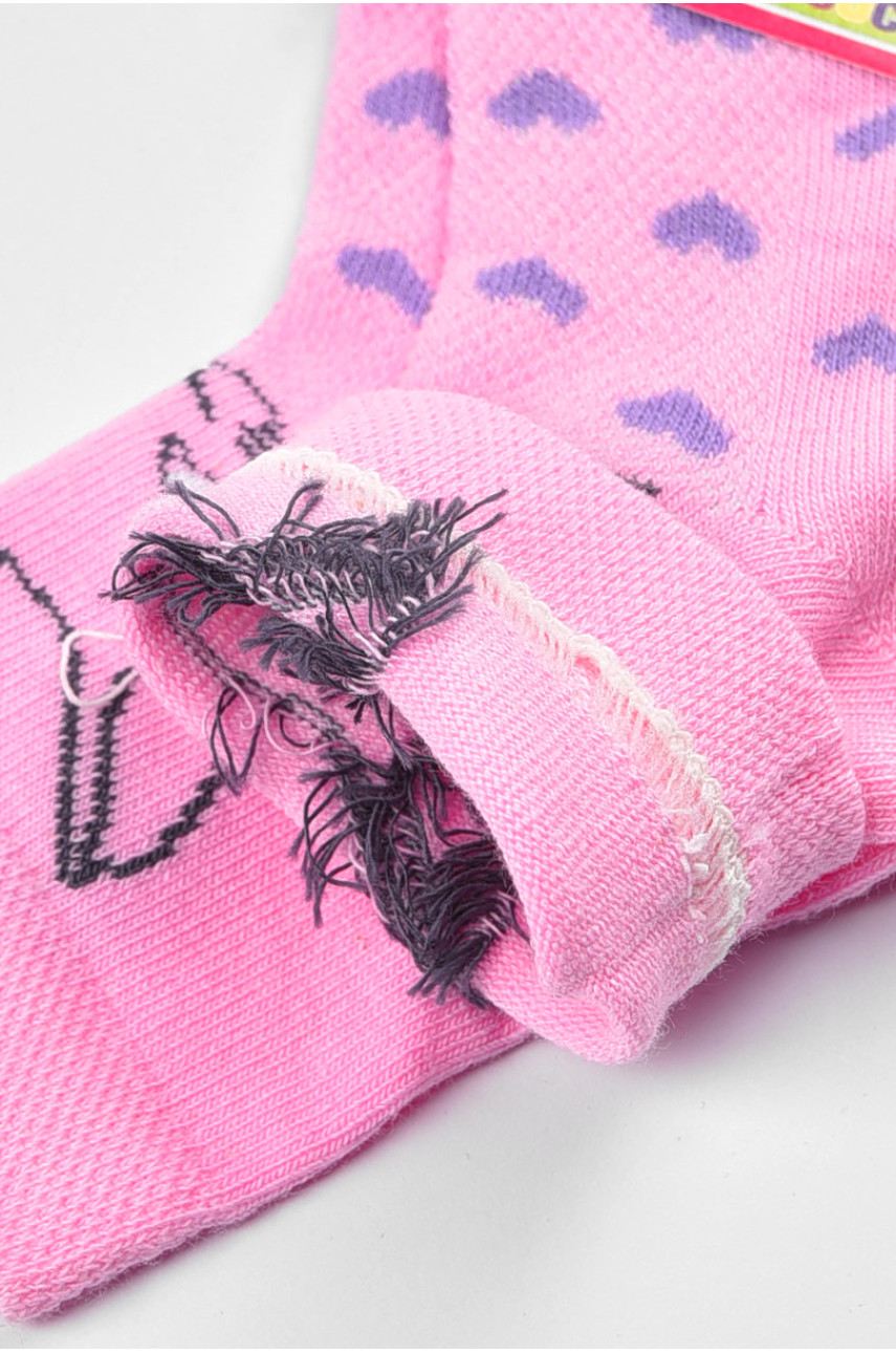 Шкарпетки дитячі демісезонні рожевого кольору з малюнком 198407 Шкарпетки дитячі демісезонні рожевого кольору з малюнком 198407