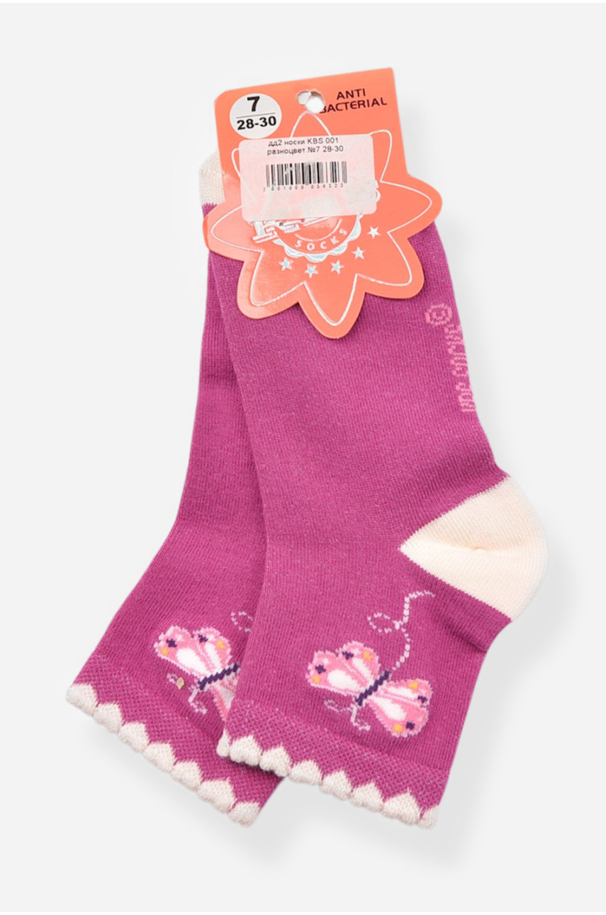 Шкарпетки дитячі демісезонні фіолетового кольору з малюнком 198409 Шкарпетки дитячі демісезонні фіолетового кольору з малюнком 198409