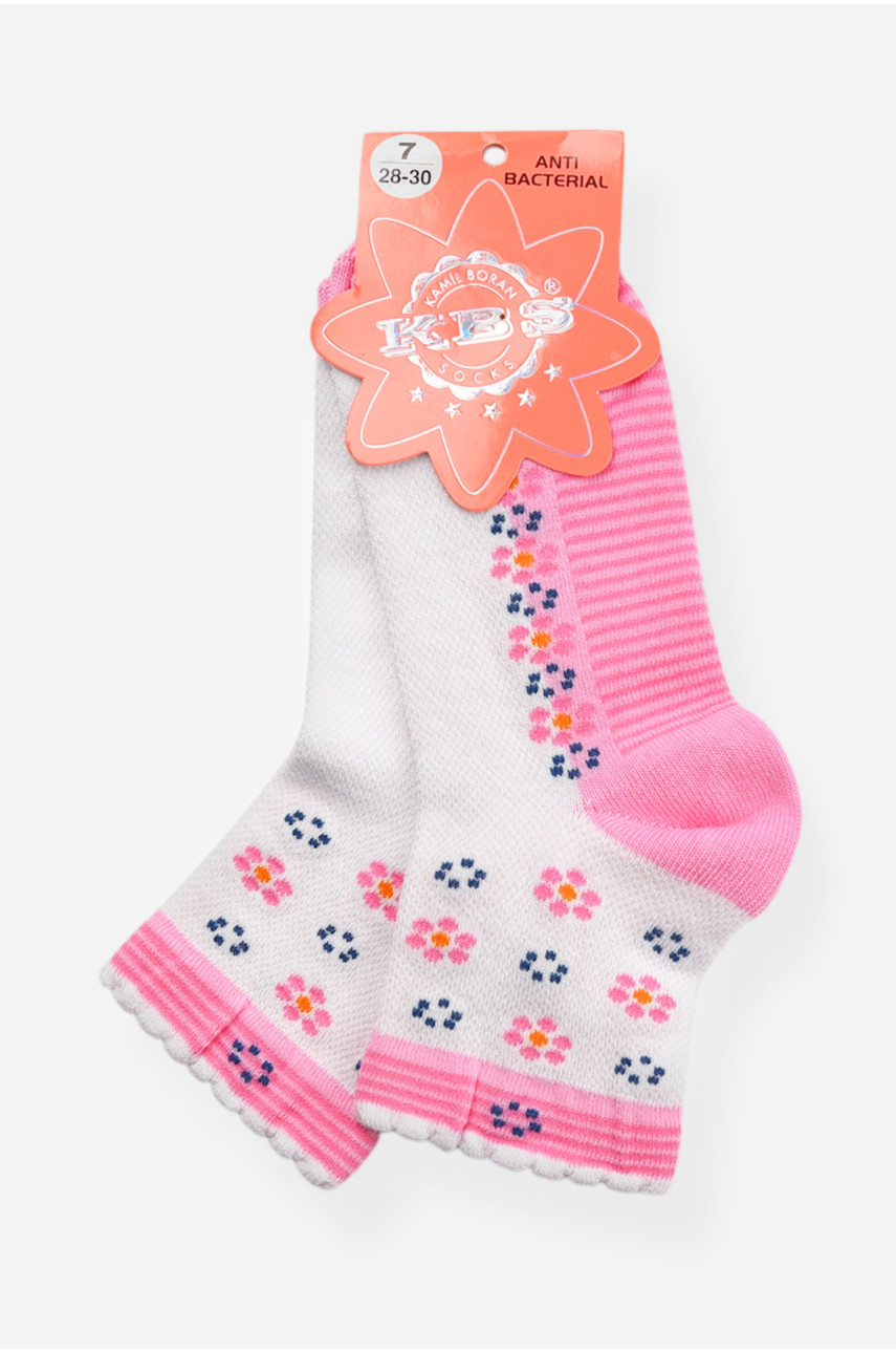 Шкарпетки дитячі демісезонні рожевого кольору з малюнком 198411 Шкарпетки дитячі демісезонні рожевого кольору з малюнком 198411