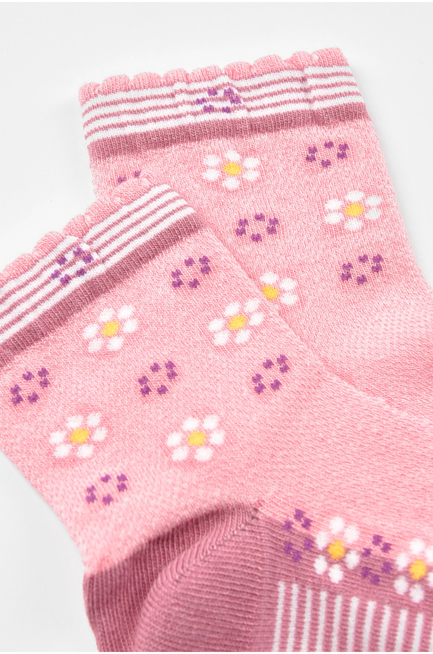 Шкарпетки дитячі демісезонні темно-рожевого кольору з малюнком 198412 Шкарпетки дитячі демісезонні темно-рожевого кольору з малюнком 198412