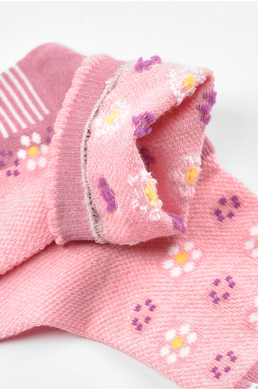 Шкарпетки дитячі демісезонні темно-рожевого кольору з малюнком 198412 Шкарпетки дитячі демісезонні темно-рожевого кольору з малюнком 198412