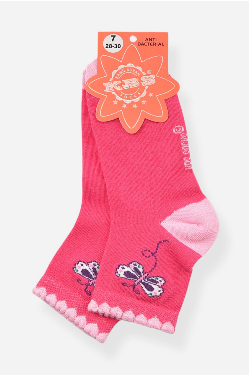 Шкарпетки дитячі демісезонні малинового кольору з малюнком 198413 Шкарпетки дитячі демісезонні малинового кольору з малюнком 198413