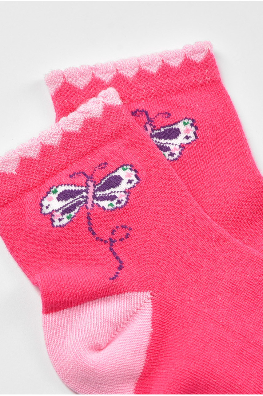 Шкарпетки дитячі демісезонні малинового кольору з малюнком 198413 Шкарпетки дитячі демісезонні малинового кольору з малюнком 198413