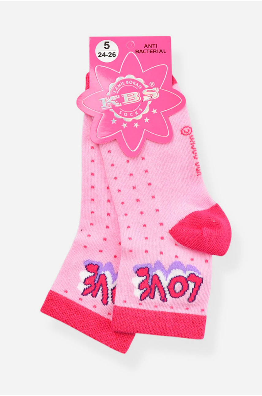 Шкарпетки дитячі демісезонні рожевого кольору з малюнком 198417 Шкарпетки дитячі демісезонні рожевого кольору з малюнком 198417