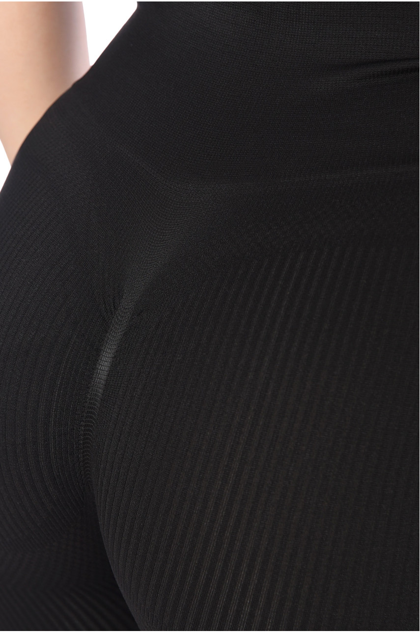 Велосипедки женские push-up в рубчик черного цвета А762 198419