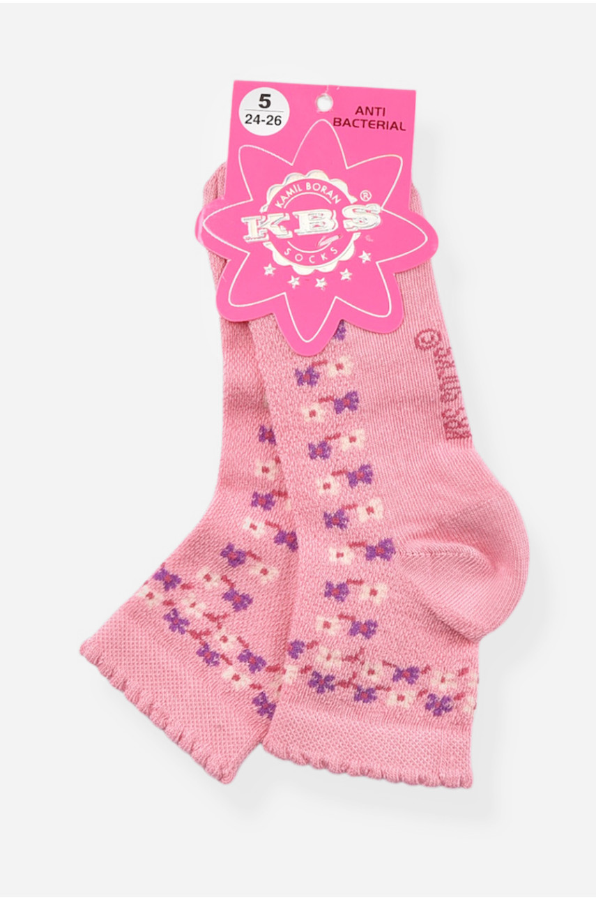Шкарпетки дитячі демісезонні темно-рожевого кольору з малюнком 198420 Шкарпетки дитячі демісезонні темно-рожевого кольору з малюнком 198420