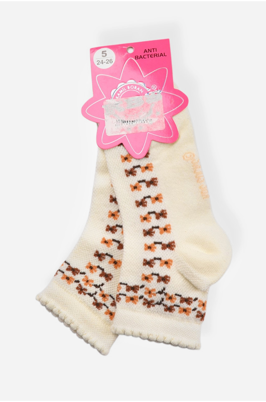 Шкарпетки дитячі демісезонні молочного кольору з малюнком 198421 Шкарпетки дитячі демісезонні молочного кольору з малюнком 198421
