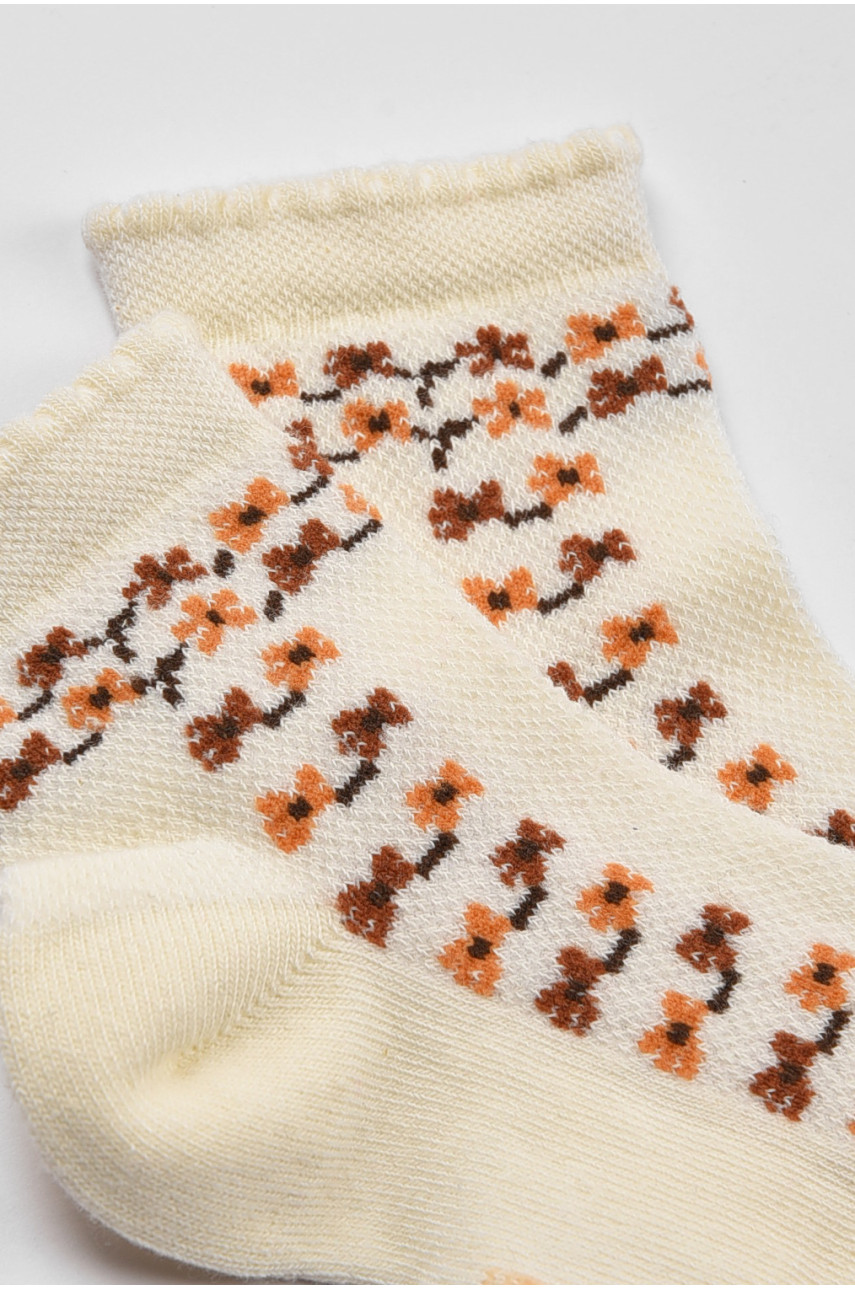 Шкарпетки дитячі демісезонні молочного кольору з малюнком 198421 Шкарпетки дитячі демісезонні молочного кольору з малюнком 198421