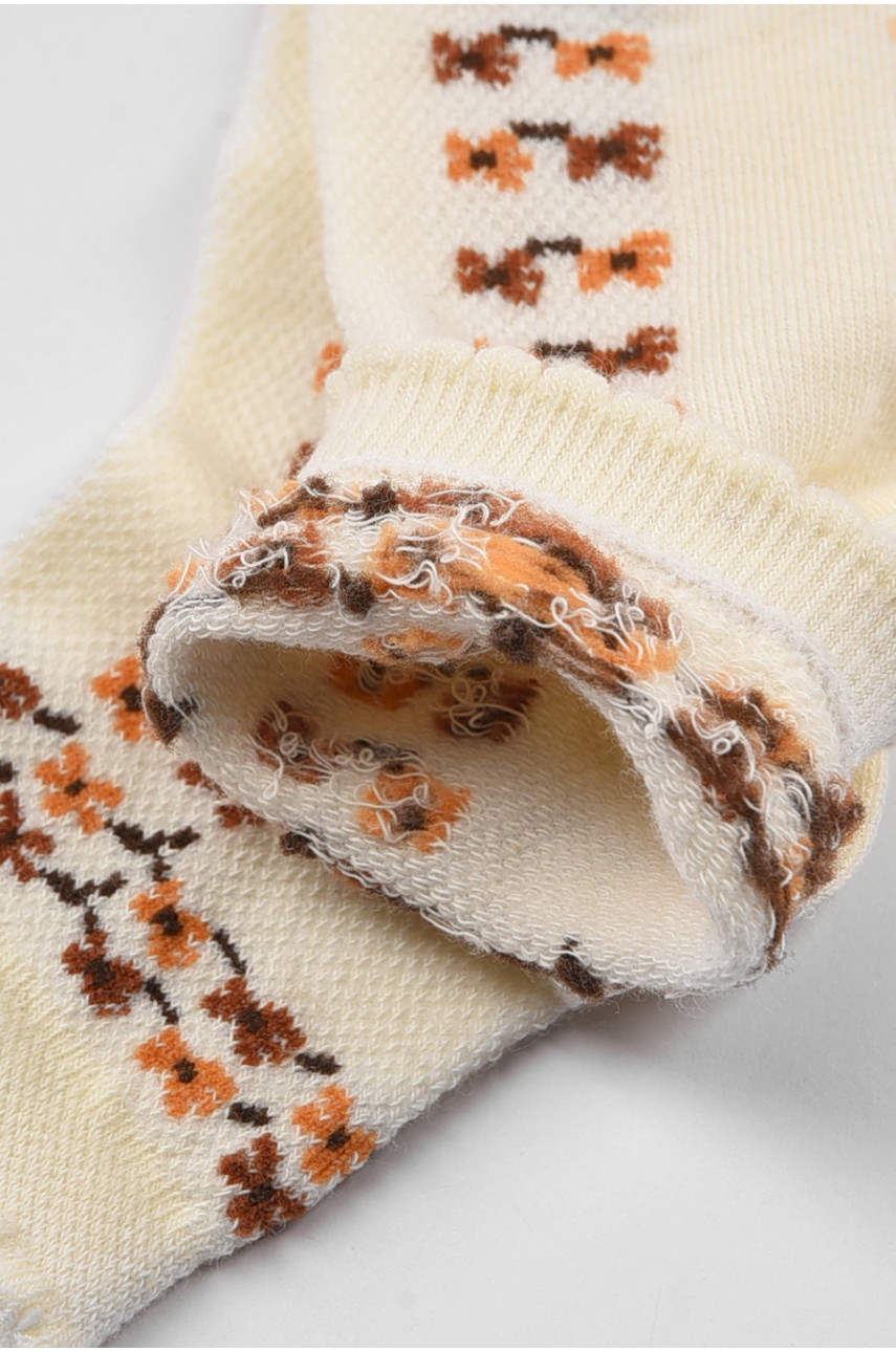 Шкарпетки дитячі демісезонні молочного кольору з малюнком 198421 Шкарпетки дитячі демісезонні молочного кольору з малюнком 198421