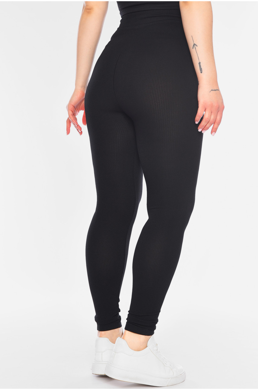 Лосины женские рубчик черного цвета А496-2 198429