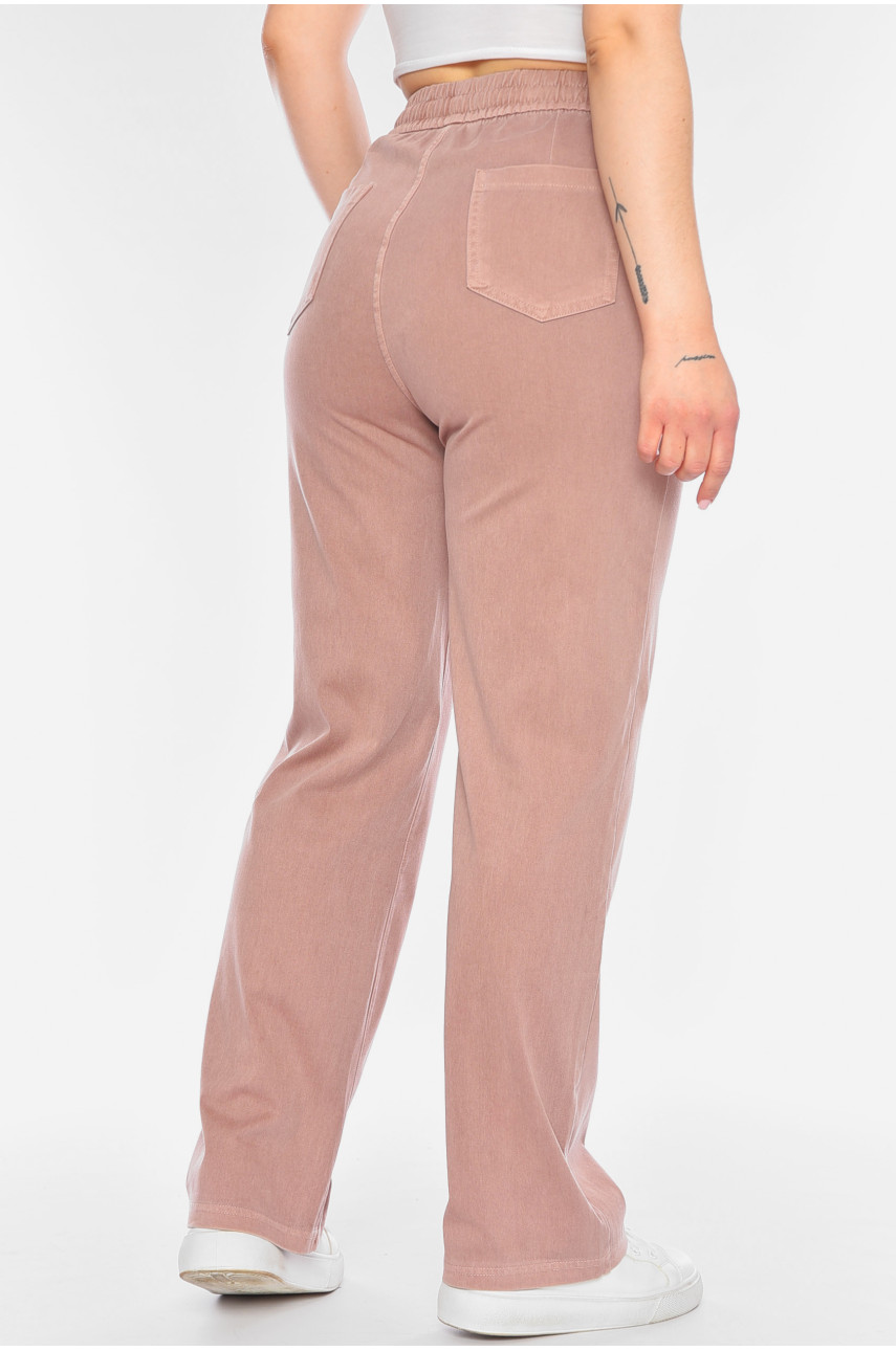 Штаны женские расклешенные пудрового цвета 560-2 198436