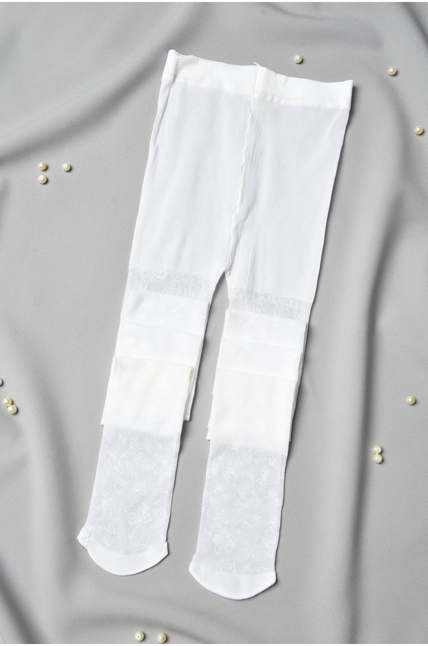 Колготи дитячі для дівчинки білого кольору асорті 198582