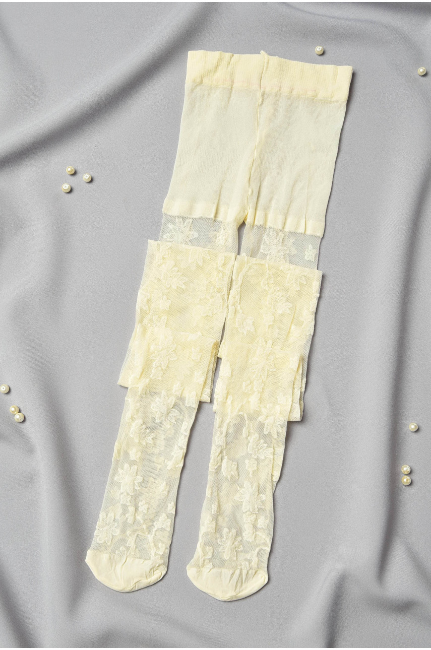 Колготи дитячі для дівчинки молочного кольору асорті 198587 Колготи дитячі для дівчинки молочного кольору асорті 198587