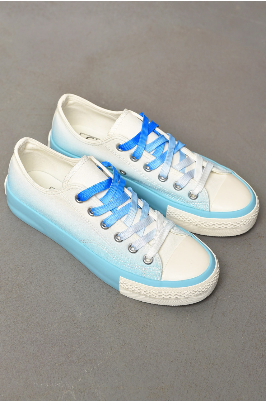 Кеды женские голубого цвета на шнуровке текстиль F876-1 198609