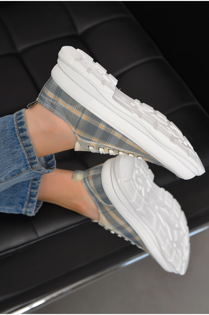 Кеды женские бежевого цвета на шнуровке текстиль KN2039-3 198618