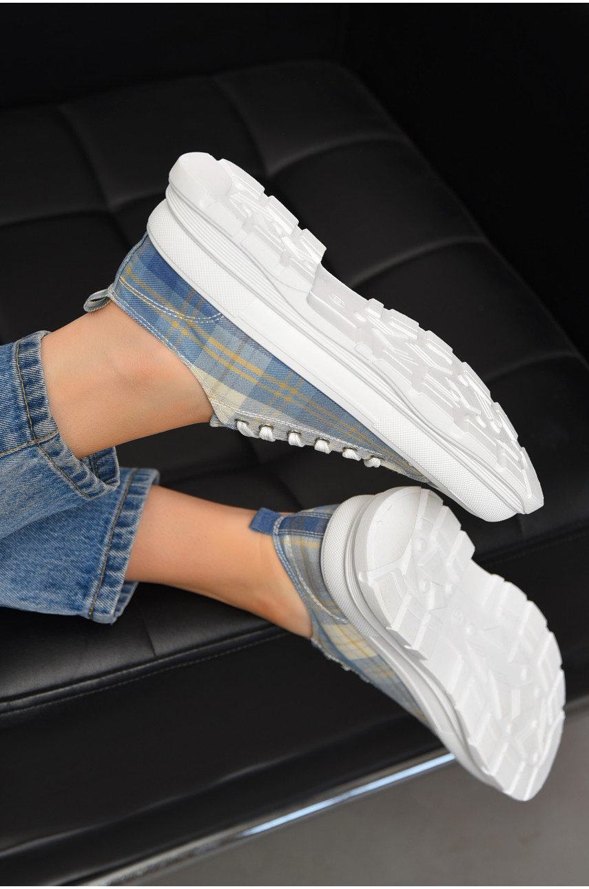 Кеды женские голубого цвета на шнуровке текстиль KN2039-2 198619