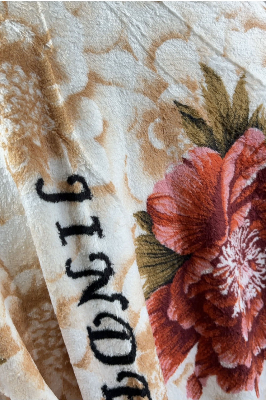 Плед бежевого цвета с принтом размер 200*220 198649 Плед бежевого цвета с принтом размер 200*220 198649