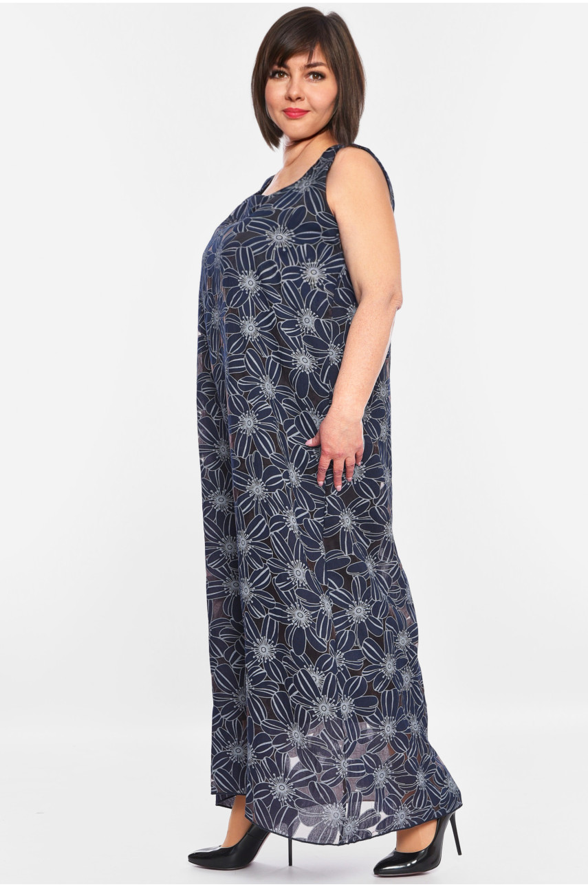 Сукня жіноча батальна темно-синього кольору 184 198661 Сукня жіноча батальна темно-синього кольору 184 198661