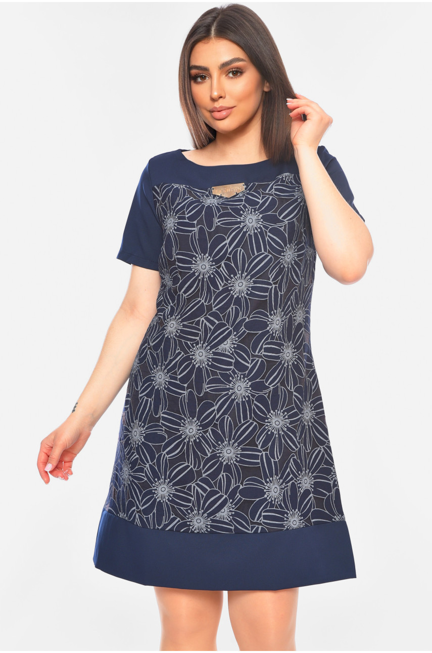 Платье женское полубатальное синего цвета 007 198665