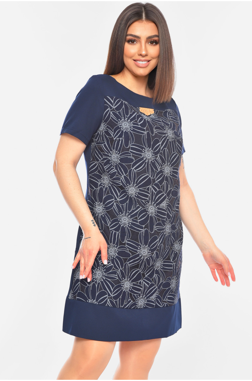 Платье женское полубатальное синего цвета 007 198665