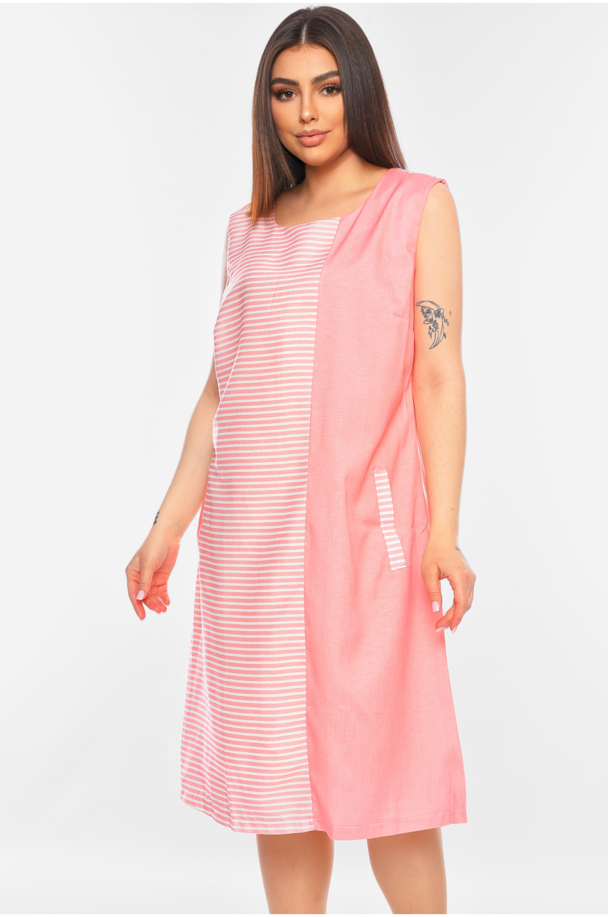 Платье женское батальное кораллового цвета 262 198666