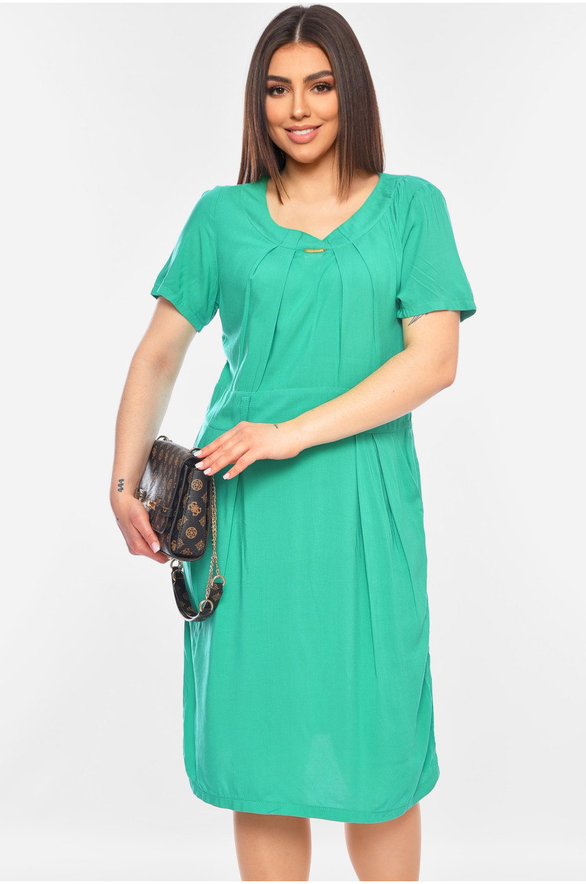 Платье женское батальное зелёного цвета 198670