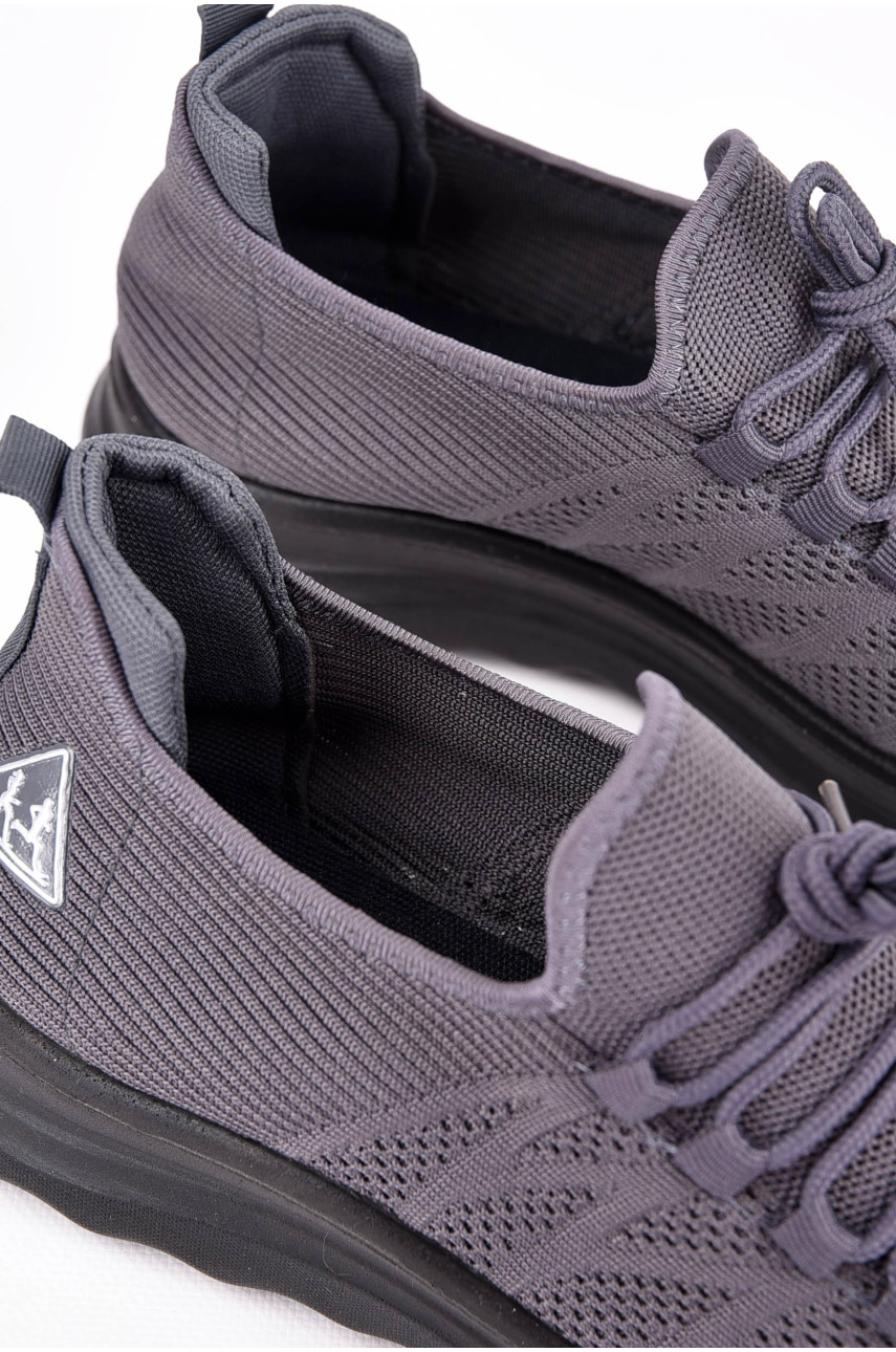 Кросівки чоловічі сірого кольору на шнурівці текстиль 21229-2 198674