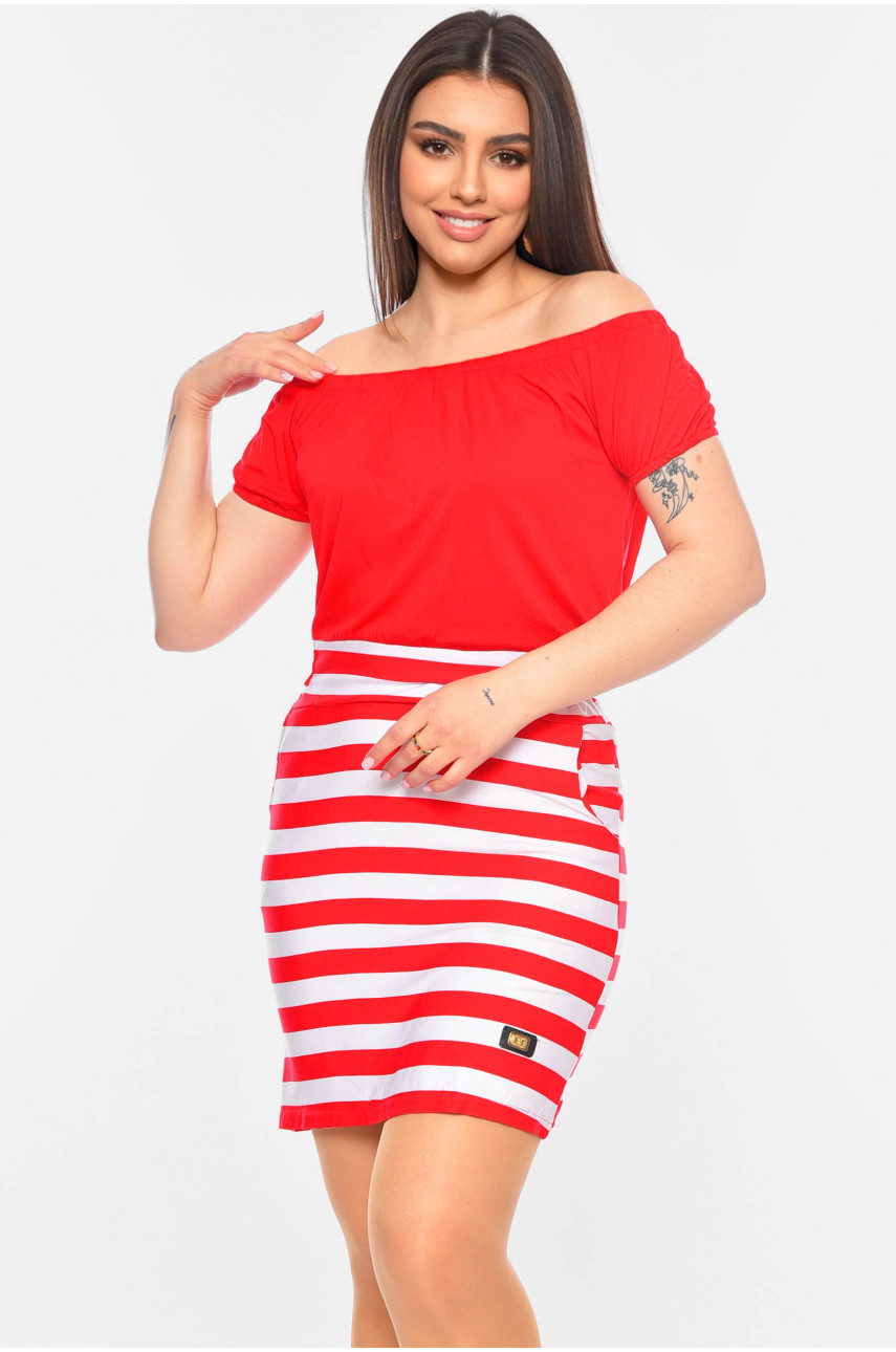 Платье женское в полоску красного цвета 016 198814