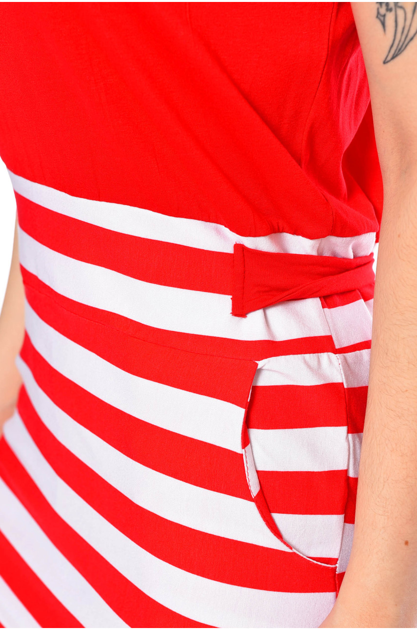 Платье женское в полоску красного цвета 016 198814