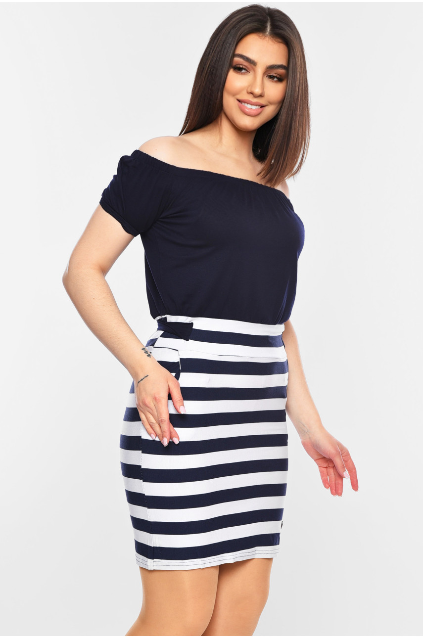 Платье женское в полоску тёмно-синего цвета 016 198816
