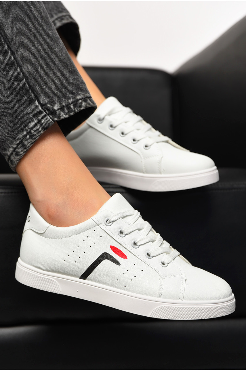 Мокасины женские белого цвета на шнуровке 518-3 198834