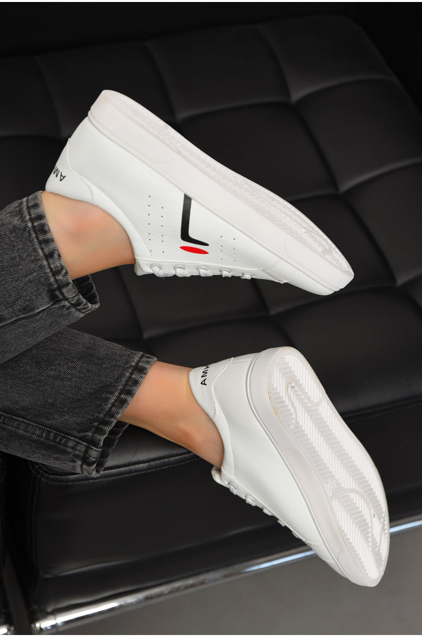 Мокасины женские белого цвета на шнуровке 518-3 198834