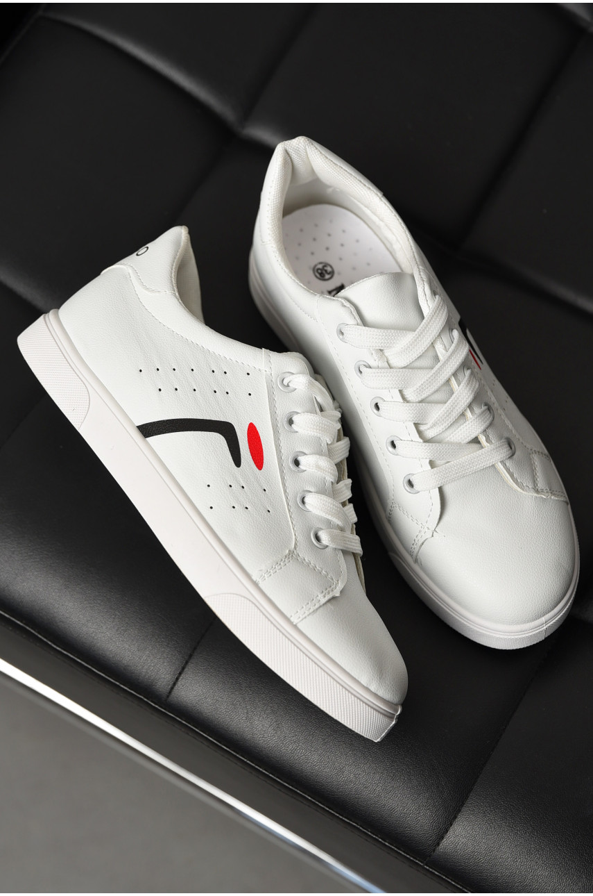 Мокасины женские белого цвета на шнуровке 518-3 198834