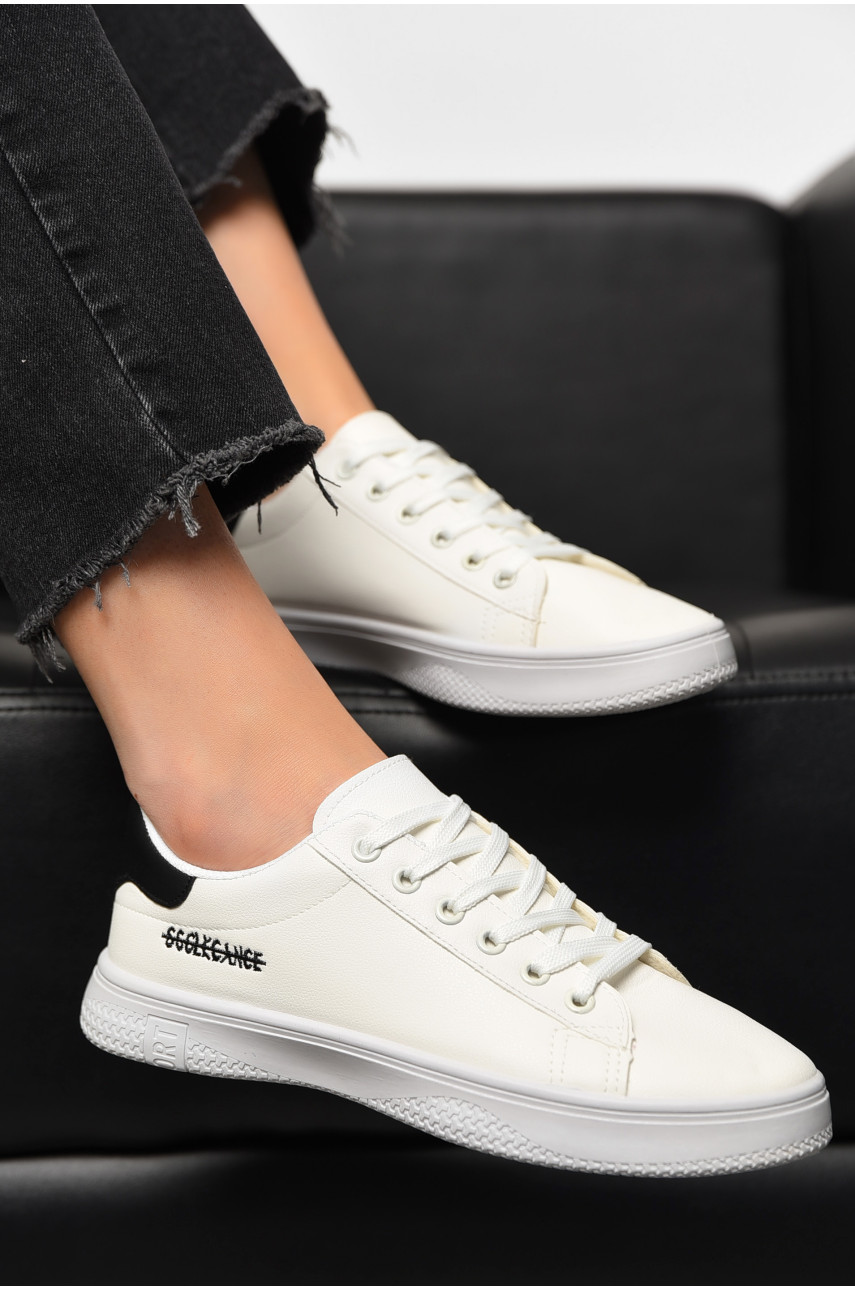 Мокасины женские белого цвета на шнуровке 528-32 198838